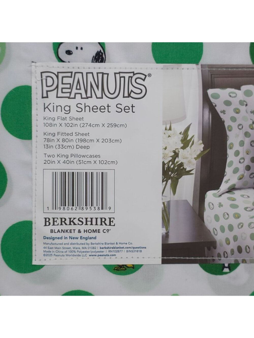 Peanuts Snoopy & Woodstock King Sheets Shamrock St Patrick's Day By Berkshire - Picture 5 of 6